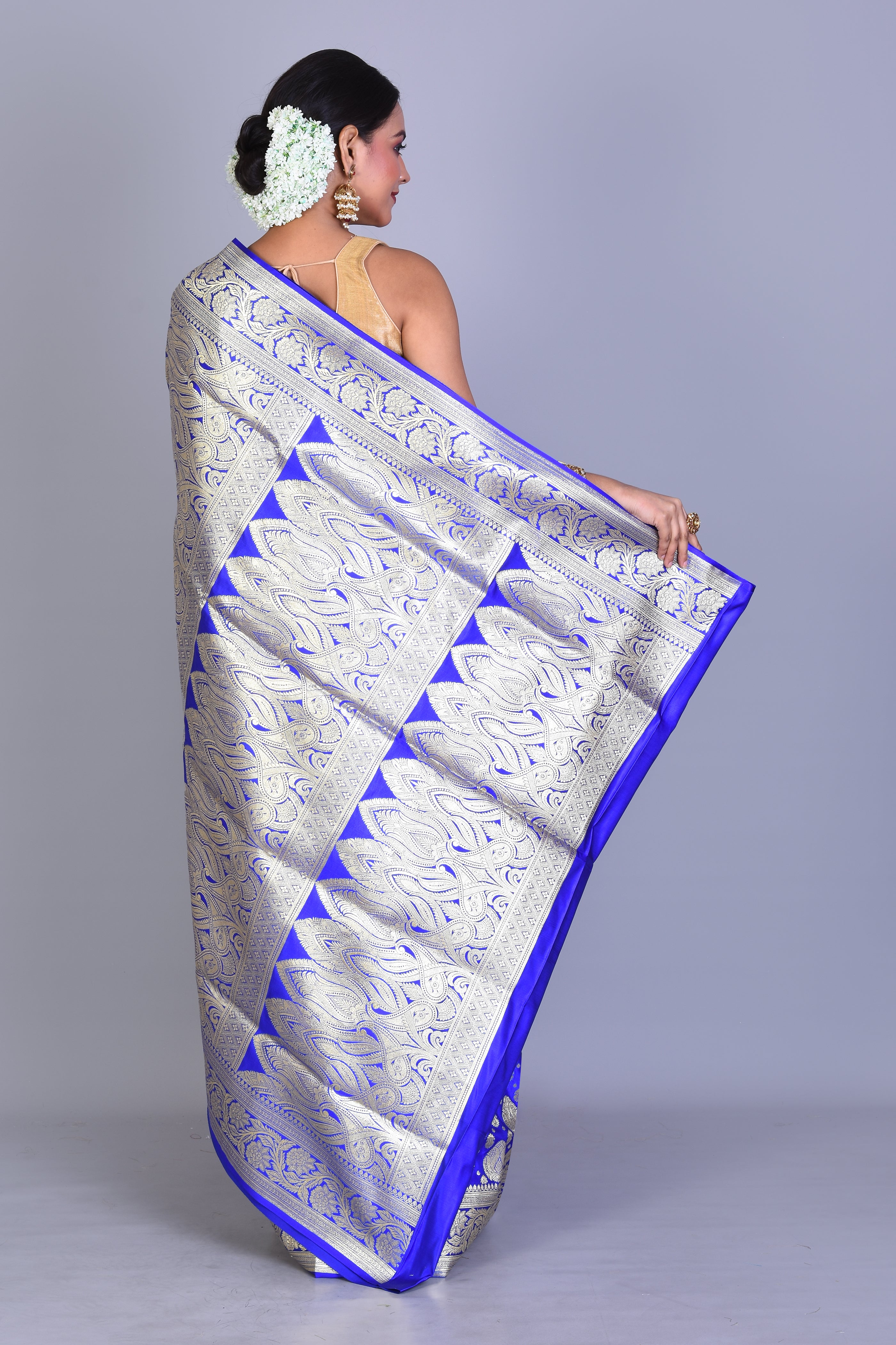 Blue Banarasi Saree with Blouse Piece - Keya Seth Exclusive