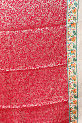 Offwhite Printed Silk Saree - Keya Seth Exclusive