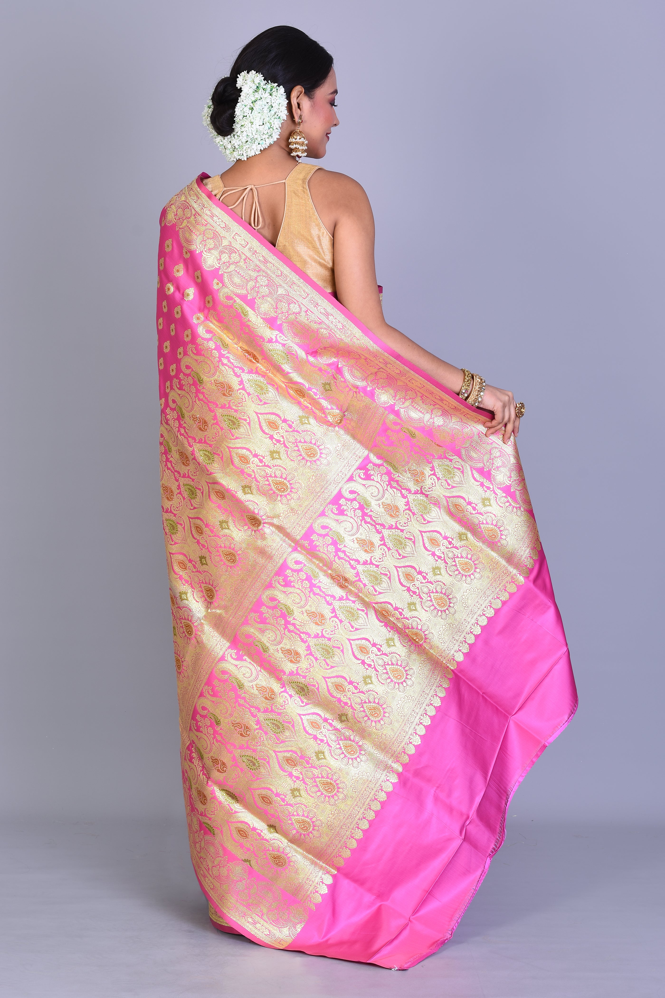 Pink Banarasi Saree with Blouse Piece - Keya Seth Exclusive