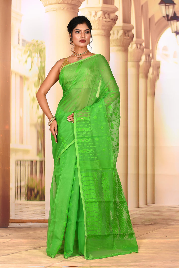 Lightweight Green Jamdani Saree - Keya Seth Exclusive