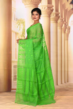 Load image into Gallery viewer, Lightweight Green Jamdani Saree - Keya Seth Exclusive
