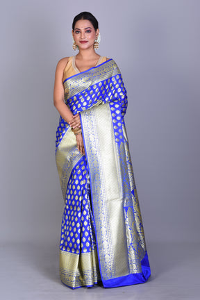 Royal Blue Patli Pallu Banarasi Saree with Blouse Piece - Keya Seth Exclusive