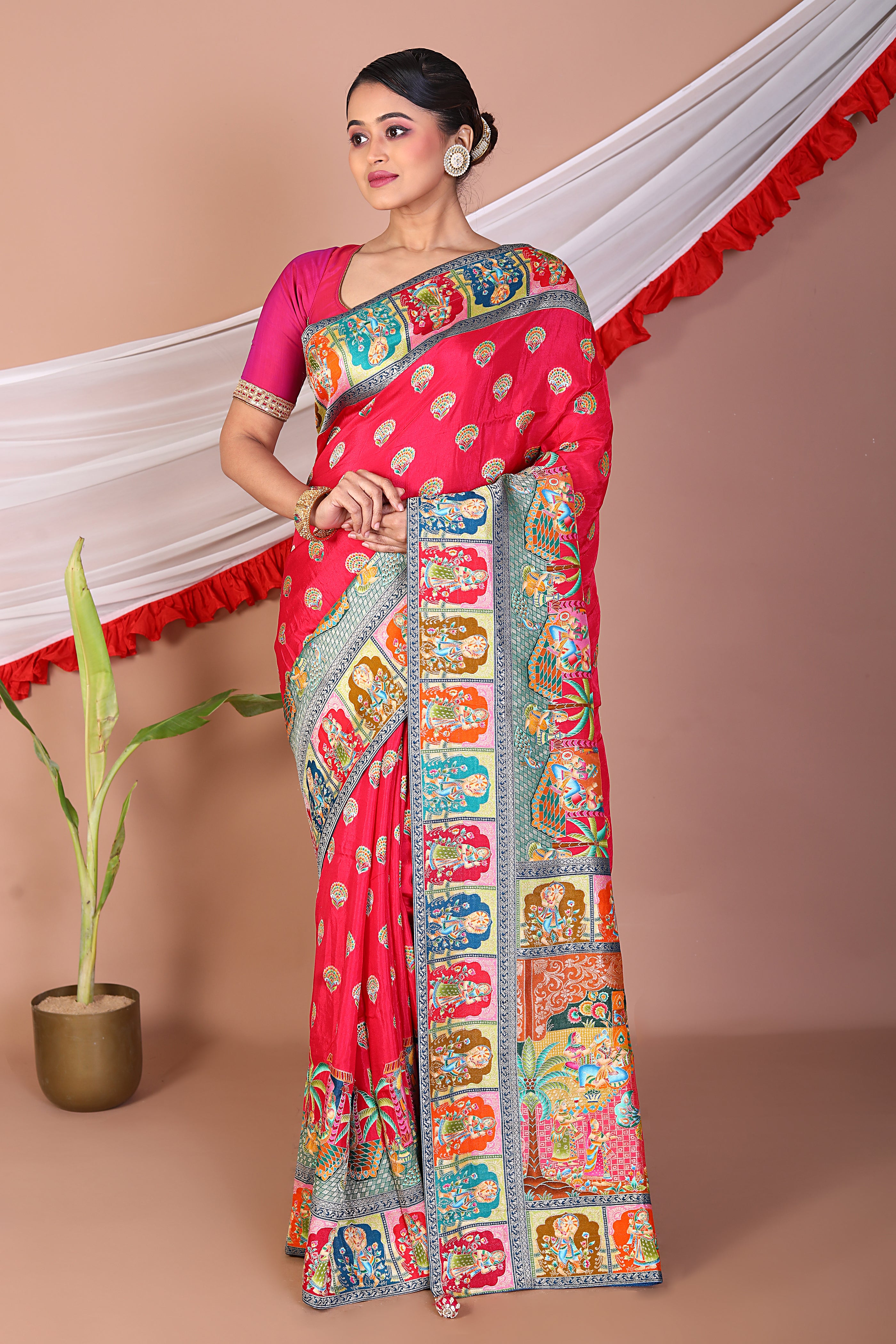 Rani Printed Silk Saree - Keya Seth Exclusive