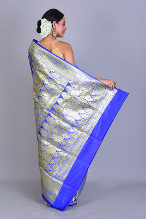 Royal Blue Patli Pallu Banarasi Saree with Blouse Piece - Keya Seth Exclusive