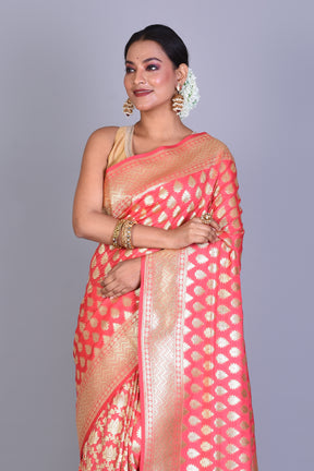 Peach Half & Half Banarasi Saree with Blouse Piece - Keya Seth Exclusive