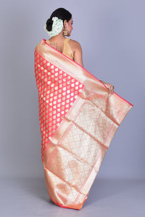 Peach Half & Half Banarasi Saree with Blouse Piece - Keya Seth Exclusive