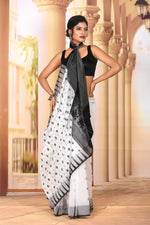 Load image into Gallery viewer, Lightweight White Black Jamdani Saree - Keya Seth Exclusive
