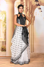 Load image into Gallery viewer, Lightweight White Black Jamdani Saree - Keya Seth Exclusive
