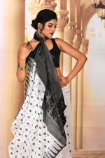 Load image into Gallery viewer, Lightweight White Black Jamdani Saree - Keya Seth Exclusive
