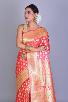 Peach Banarasi Saree with Blouse Piece - Keya Seth Exclusive