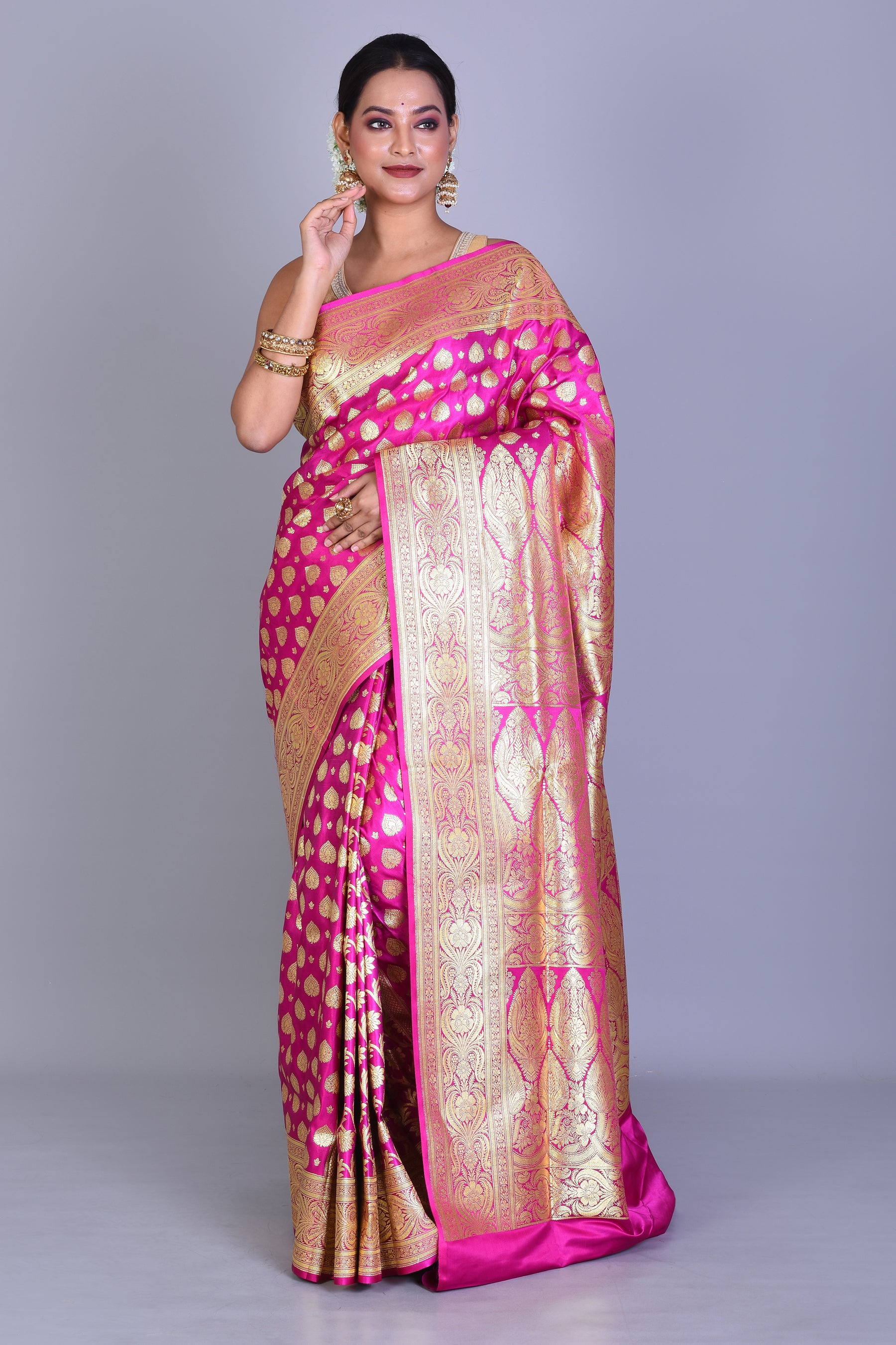 Rani Patli Pallu Banarasi Saree with Blouse Piece - Keya Seth Exclusive