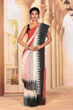 Load image into Gallery viewer, Beautiful White and Black Cotton Handloom Saree - Keya Seth Exclusive
