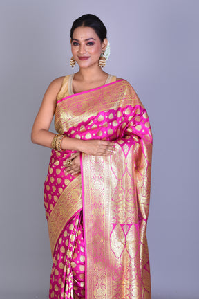 Rani Patli Pallu Banarasi Saree with Blouse Piece - Keya Seth Exclusive