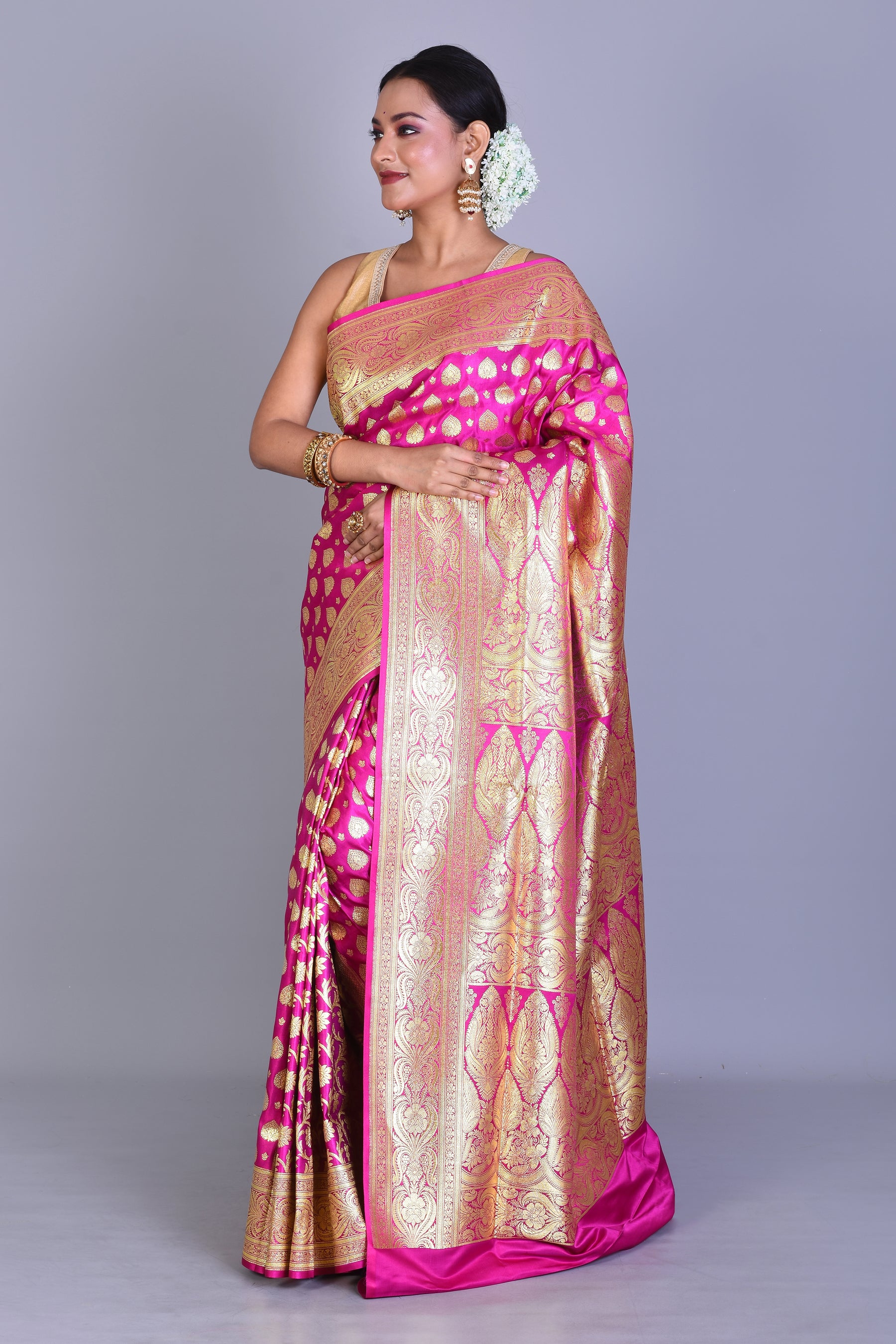 Rani Patli Pallu Banarasi Saree with Blouse Piece - Keya Seth Exclusive