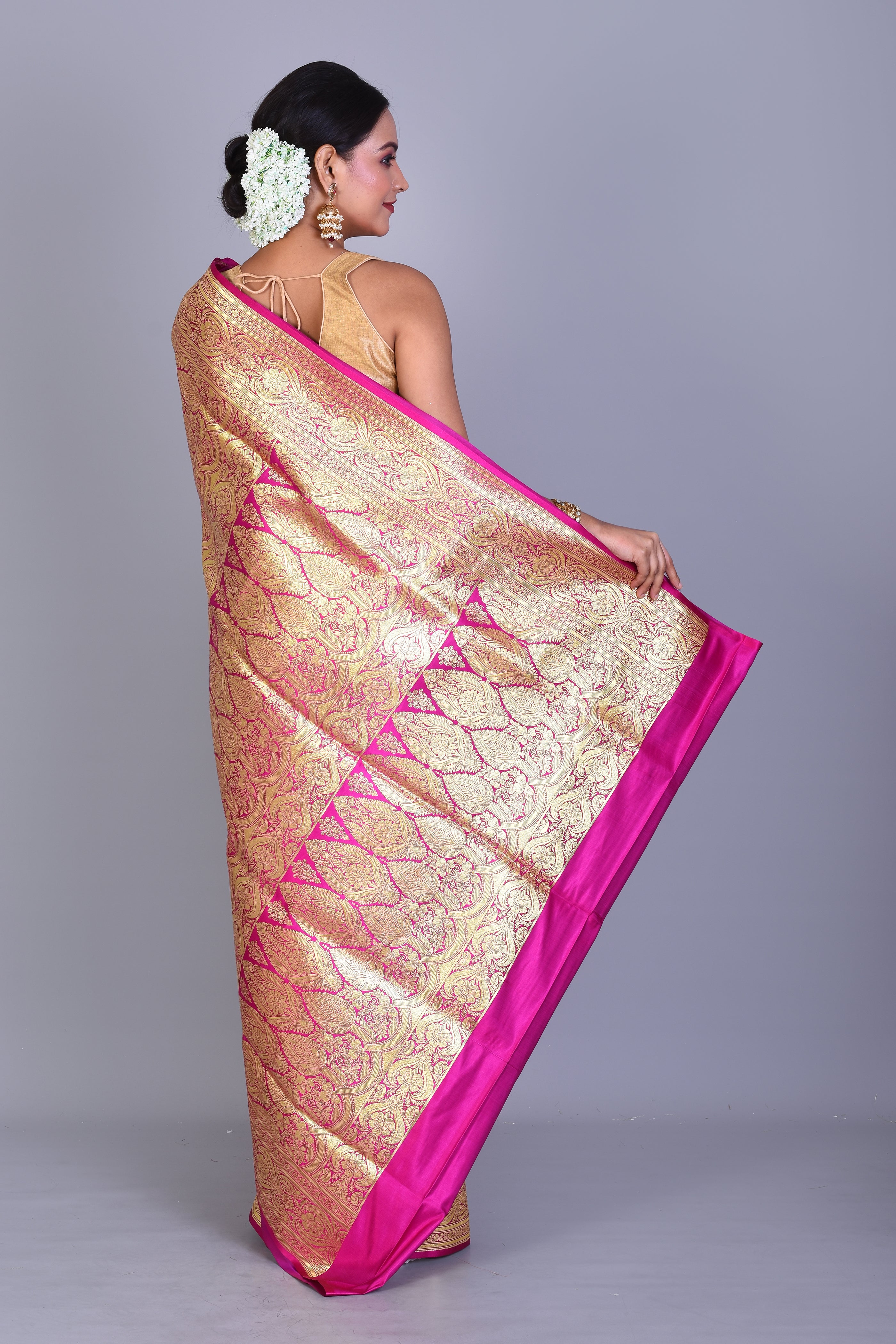 Rani Patli Pallu Banarasi Saree with Blouse Piece - Keya Seth Exclusive