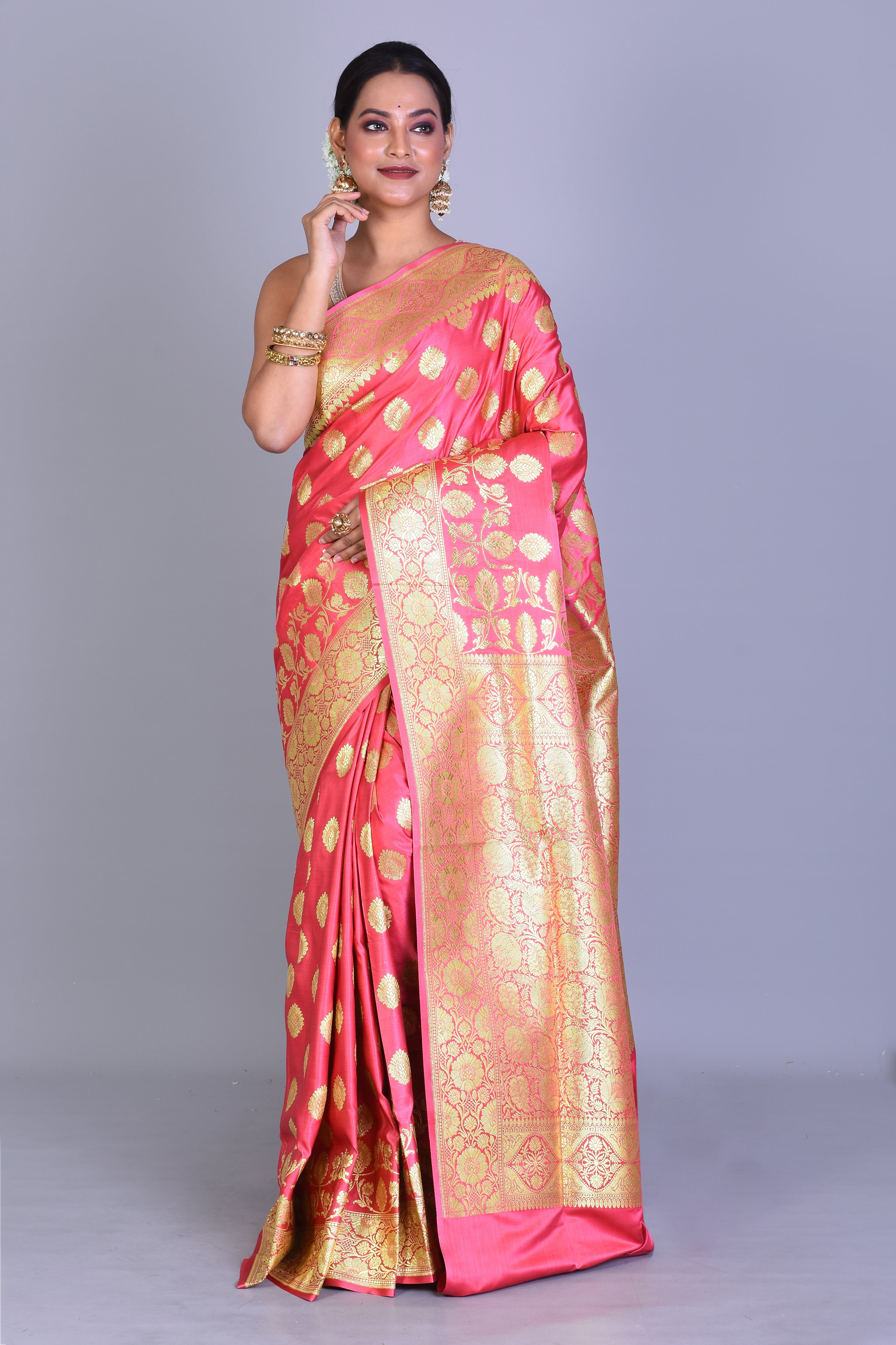 Peach Banarasi Saree with Blouse Piece - Keya Seth Exclusive