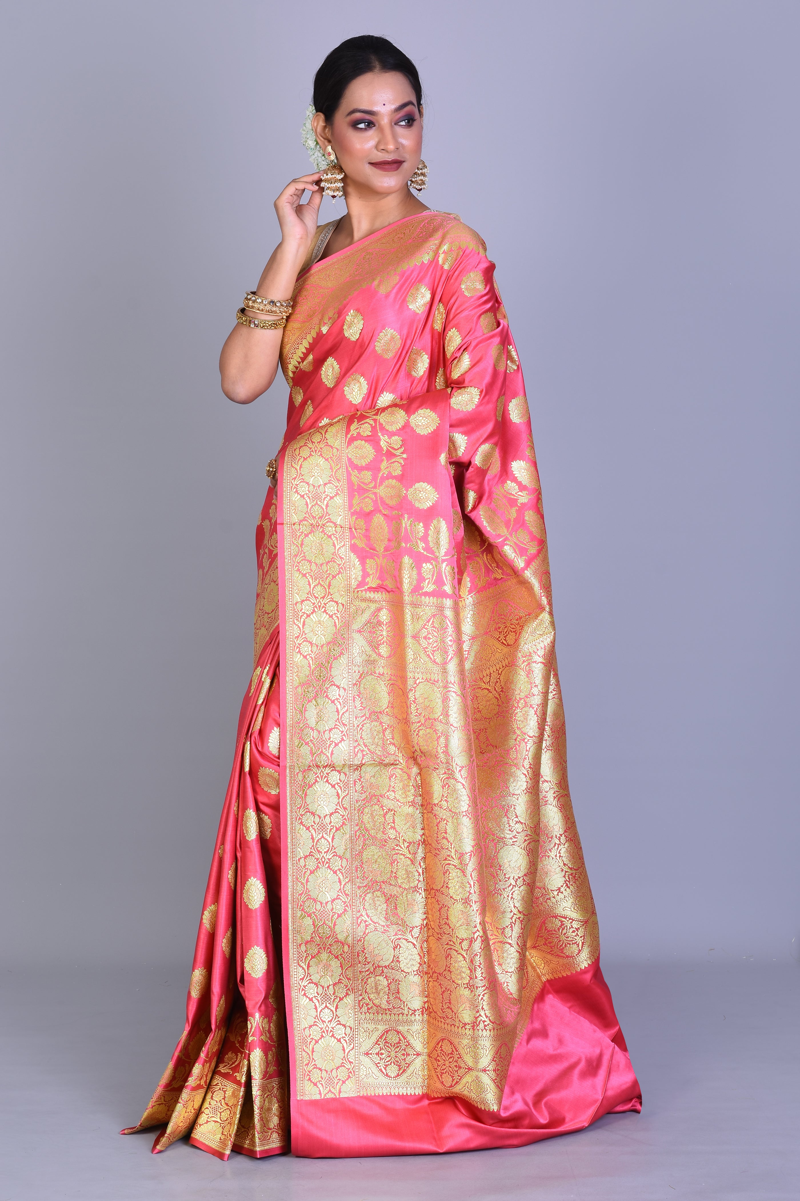 Peach Banarasi Saree with Blouse Piece - Keya Seth Exclusive