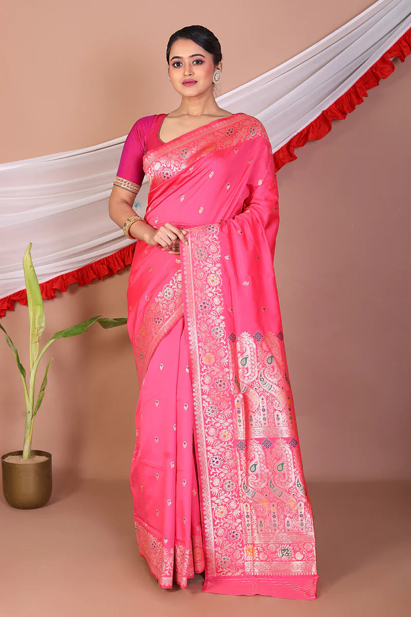Rose Pink Blended Mashru Silk Saree - Keya Seth Exclusive
