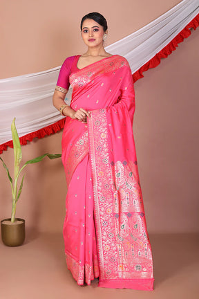 Rose Pink Blended Mashru Silk Saree - Keya Seth Exclusive