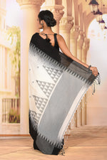 Load image into Gallery viewer, Attractive White and Black Cotton Handloom Saree - Keya Seth Exclusive
