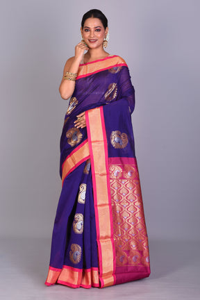 Purple Blended Art Silk Saree with Blouse Piece - Keya Seth Exclusive