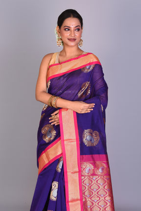 Purple Blended Art Silk Saree with Blouse Piece - Keya Seth Exclusive