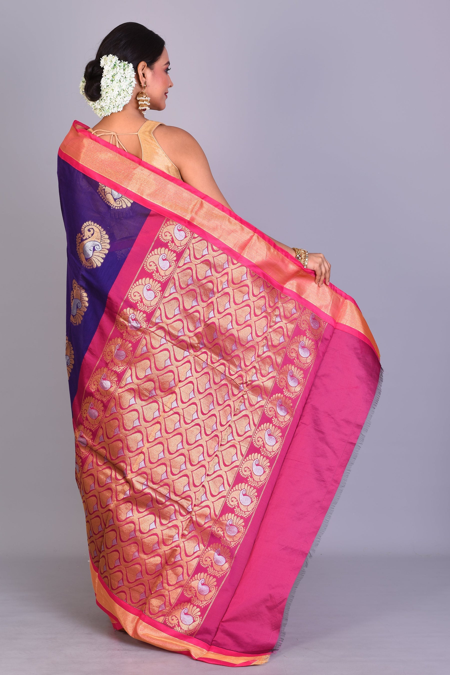 Purple Blended Art Silk Saree with Blouse Piece - Keya Seth Exclusive