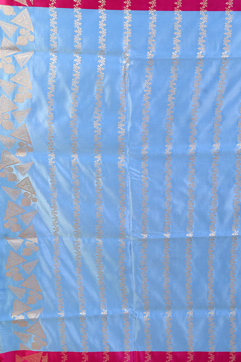 Blue Blended Mashru Silk Saree - Keya Seth Exclusive