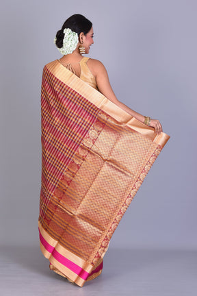 Multicolored Checkered Cotton Saree with Blouse Piece - Keya Seth Exclusive