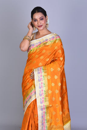 Mustard Blended Silk Saree with Blouse Piece - Keya Seth Exclusive