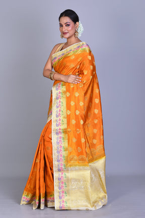 Mustard Blended Silk Saree with Blouse Piece - Keya Seth Exclusive