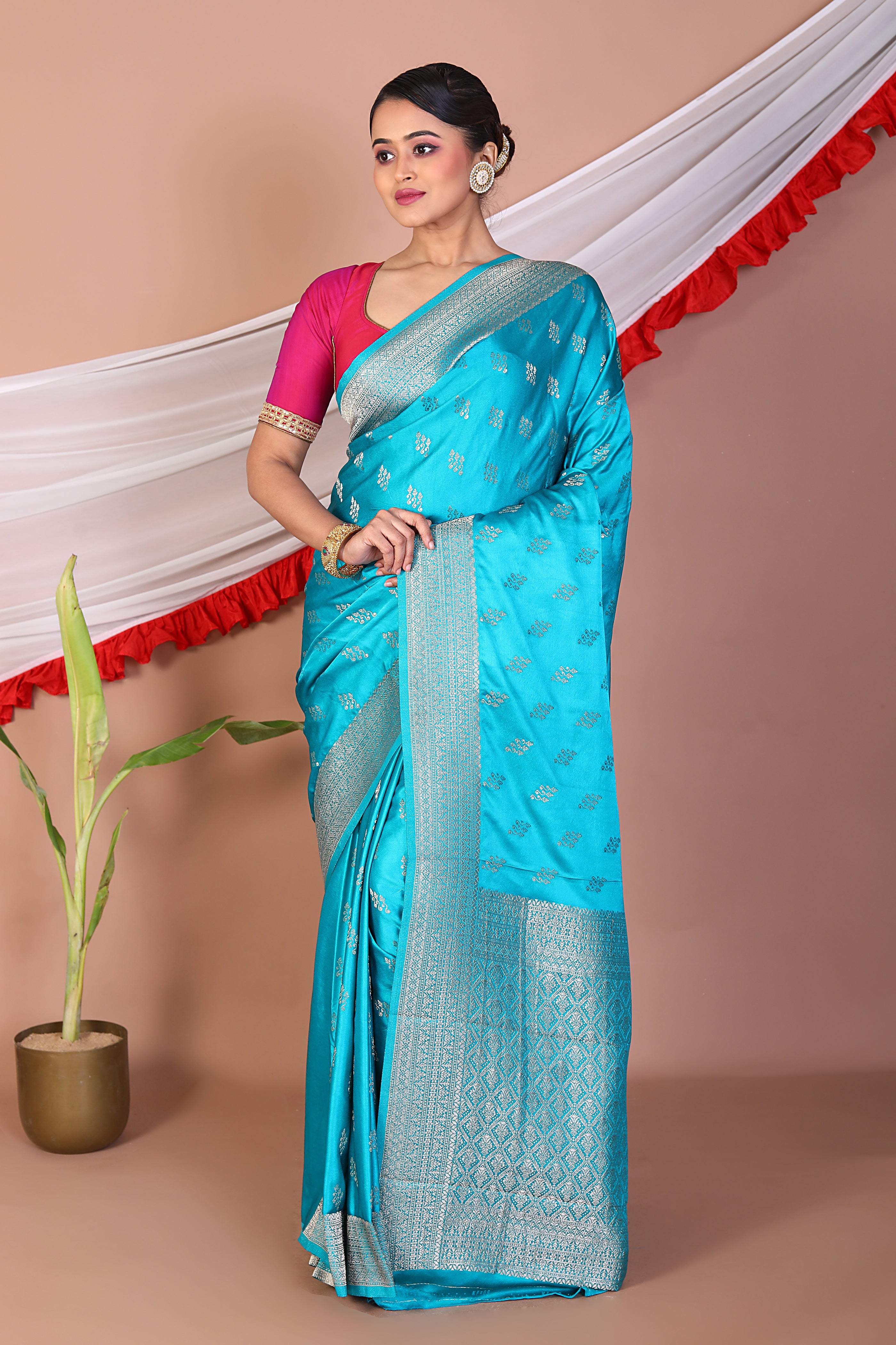 Blue Blended Mashru Silk Saree - Keya Seth Exclusive