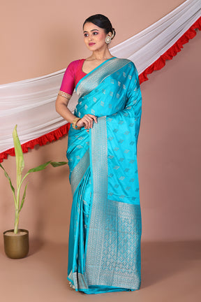 Blue Blended Mashru Silk Saree - Keya Seth Exclusive