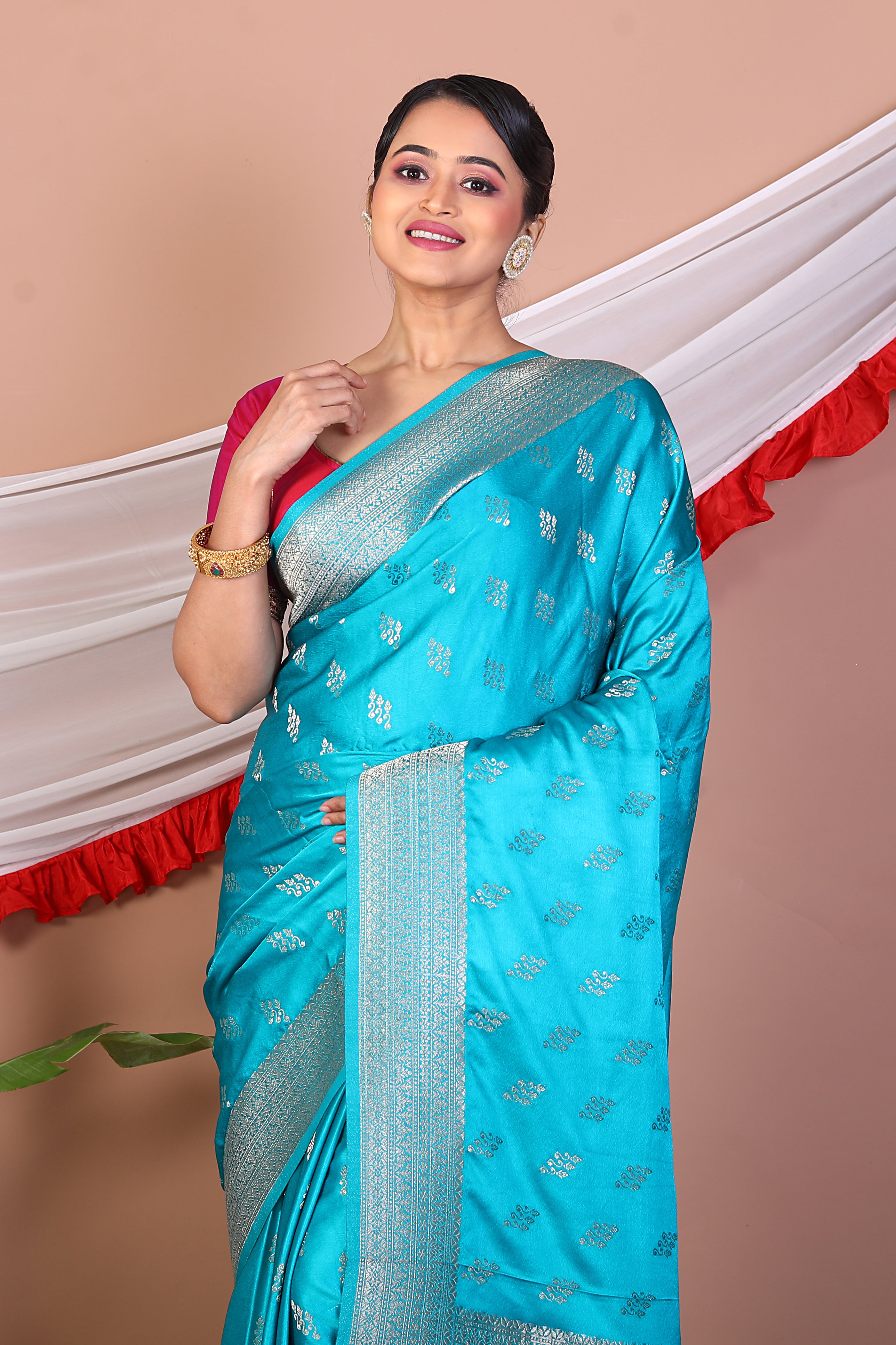 Blue Blended Mashru Silk Saree - Keya Seth Exclusive