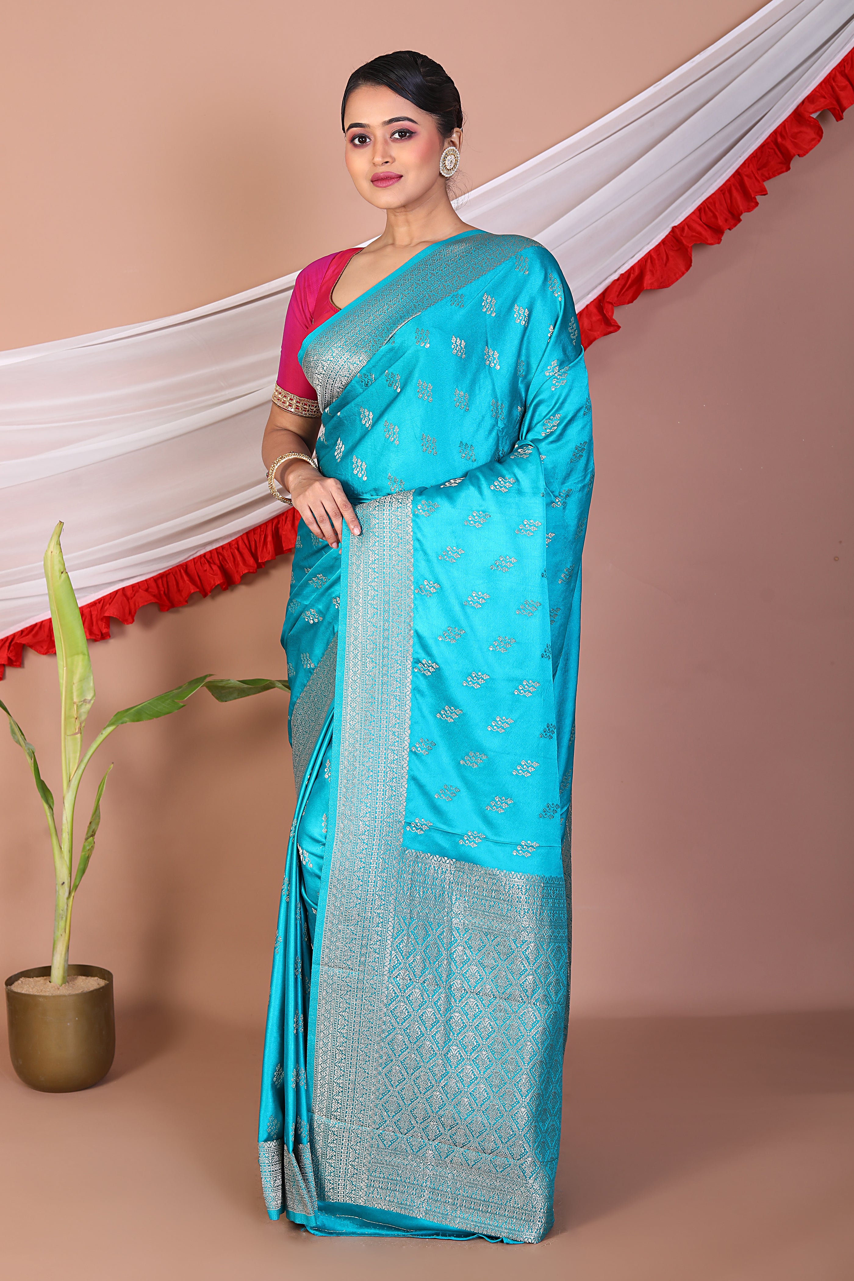 Blue Blended Mashru Silk Saree - Keya Seth Exclusive