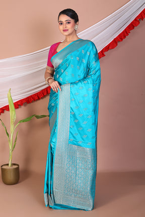 Blue Blended Mashru Silk Saree - Keya Seth Exclusive