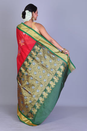 Red Blended Art Silk Saree with Blouse Piece - Keya Seth Exclusive