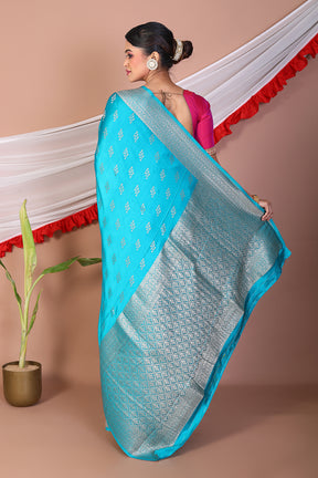 Blue Blended Mashru Silk Saree - Keya Seth Exclusive