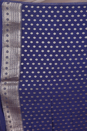 Navy Blue Blended Mashru Silk Saree - Keya Seth Exclusive