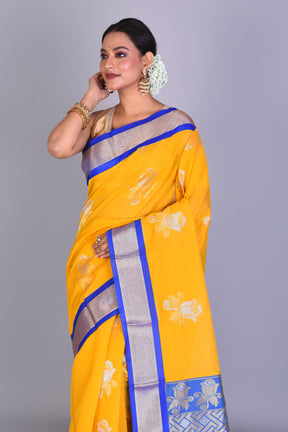 Yellow Blended Art Silk Saree with Blouse Piece - Keya Seth Exclusive