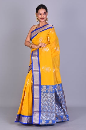 Yellow Blended Art Silk Saree with Blouse Piece - Keya Seth Exclusive