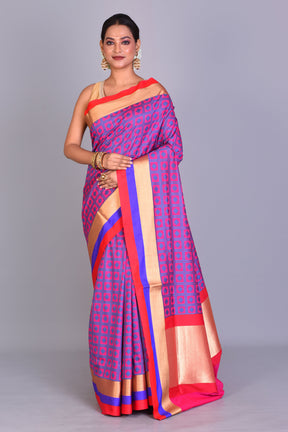 Pink Checkered Blended Silk Saree with Blouse Piece - Keya Seth Exclusive