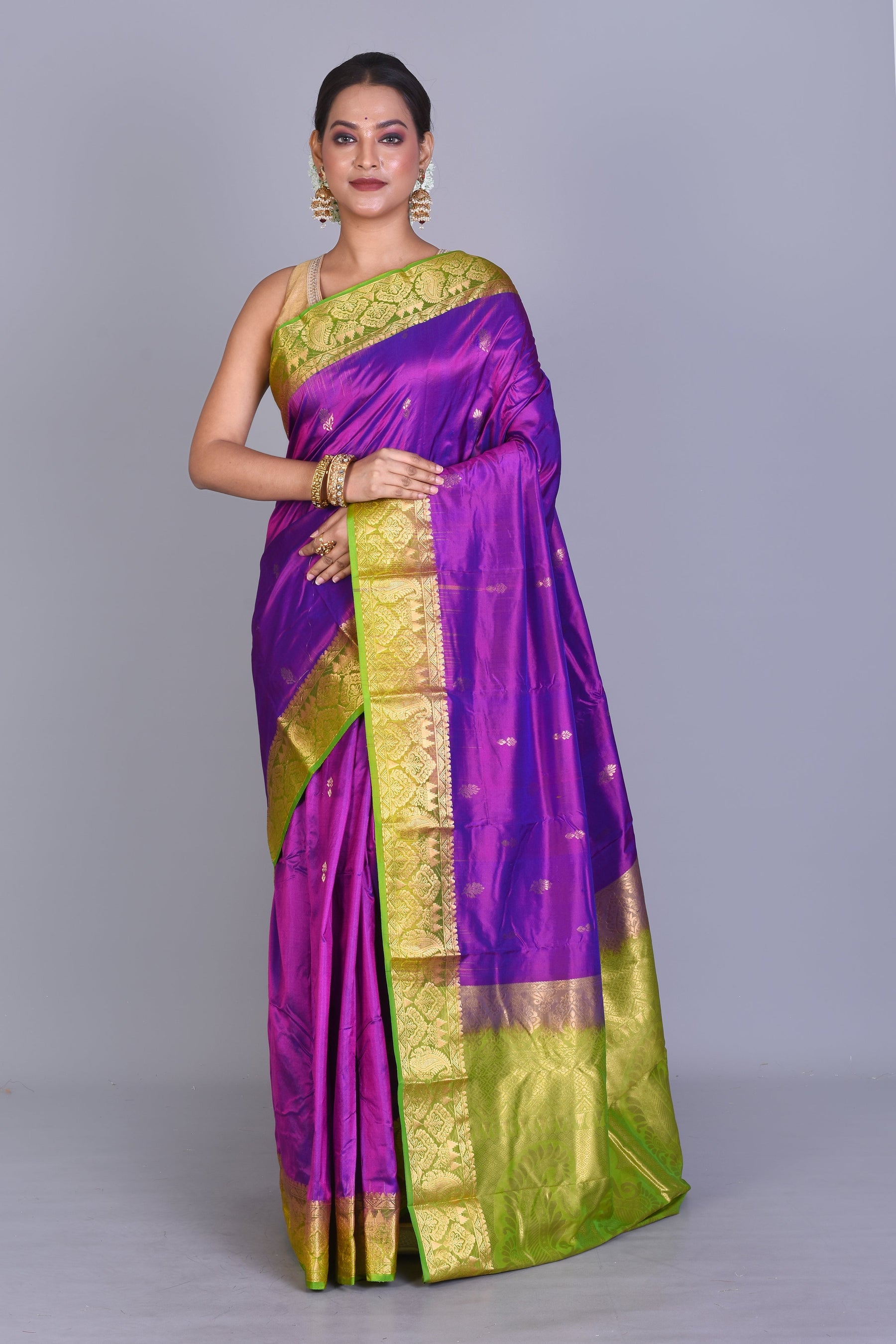 Purple Pure Kanjivaram Saree with Blouse Piece - Keya Seth Exclusive