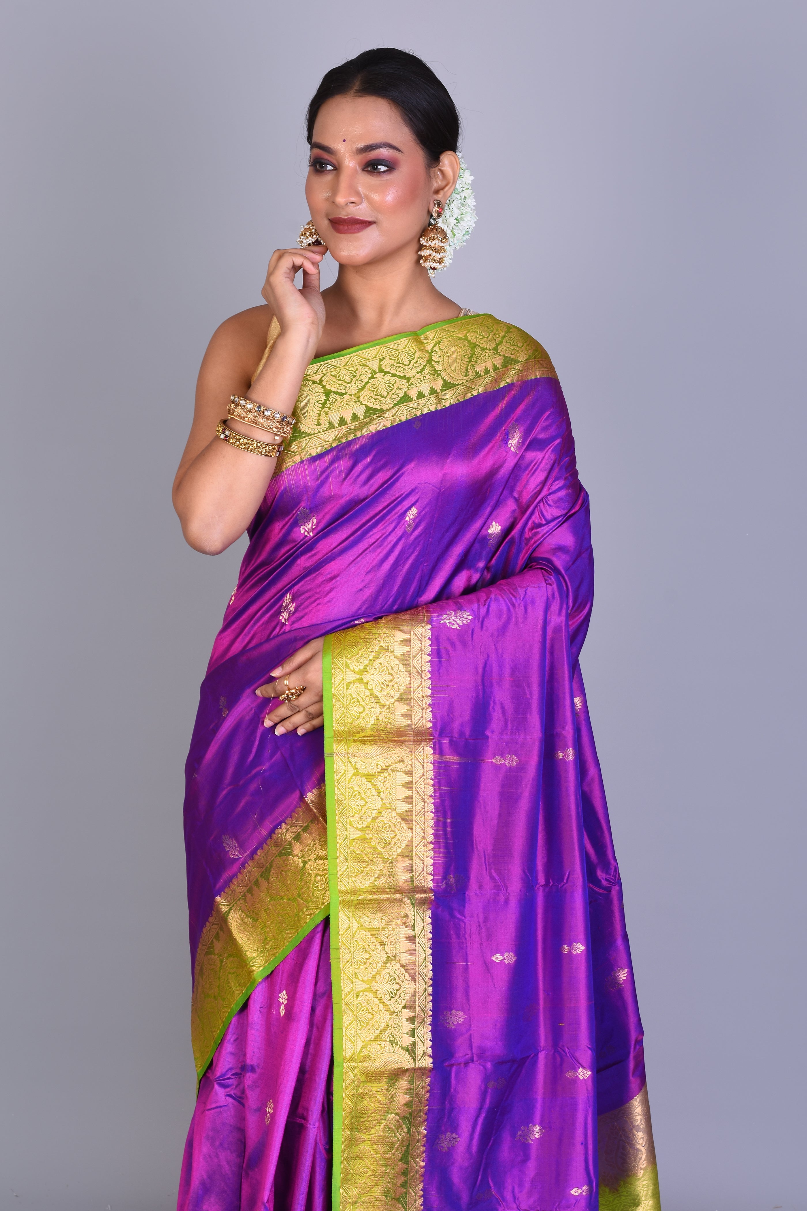 Purple Pure Kanjivaram Saree with Blouse Piece - Keya Seth Exclusive