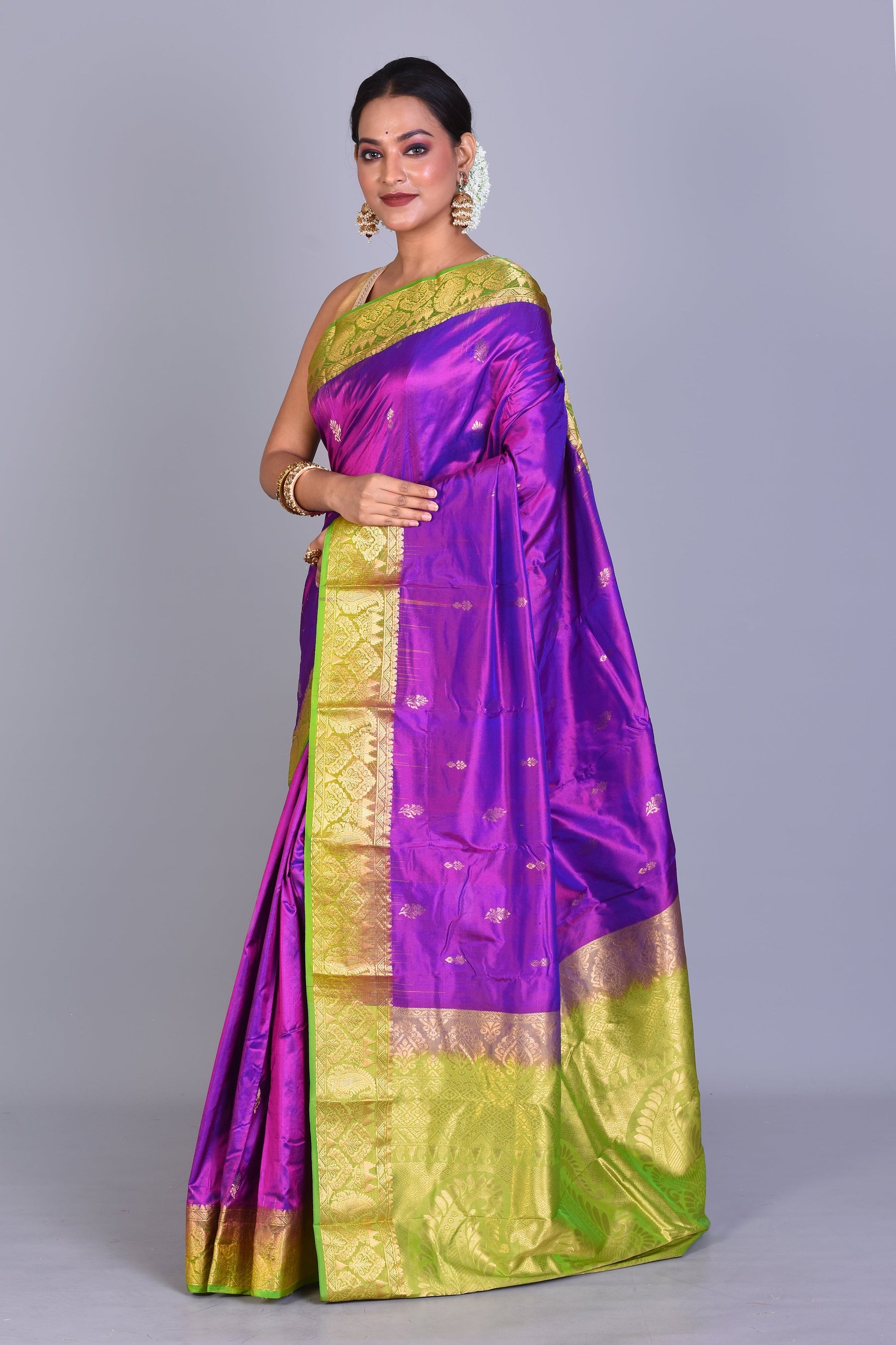 Purple Pure Kanjivaram Saree with Blouse Piece - Keya Seth Exclusive