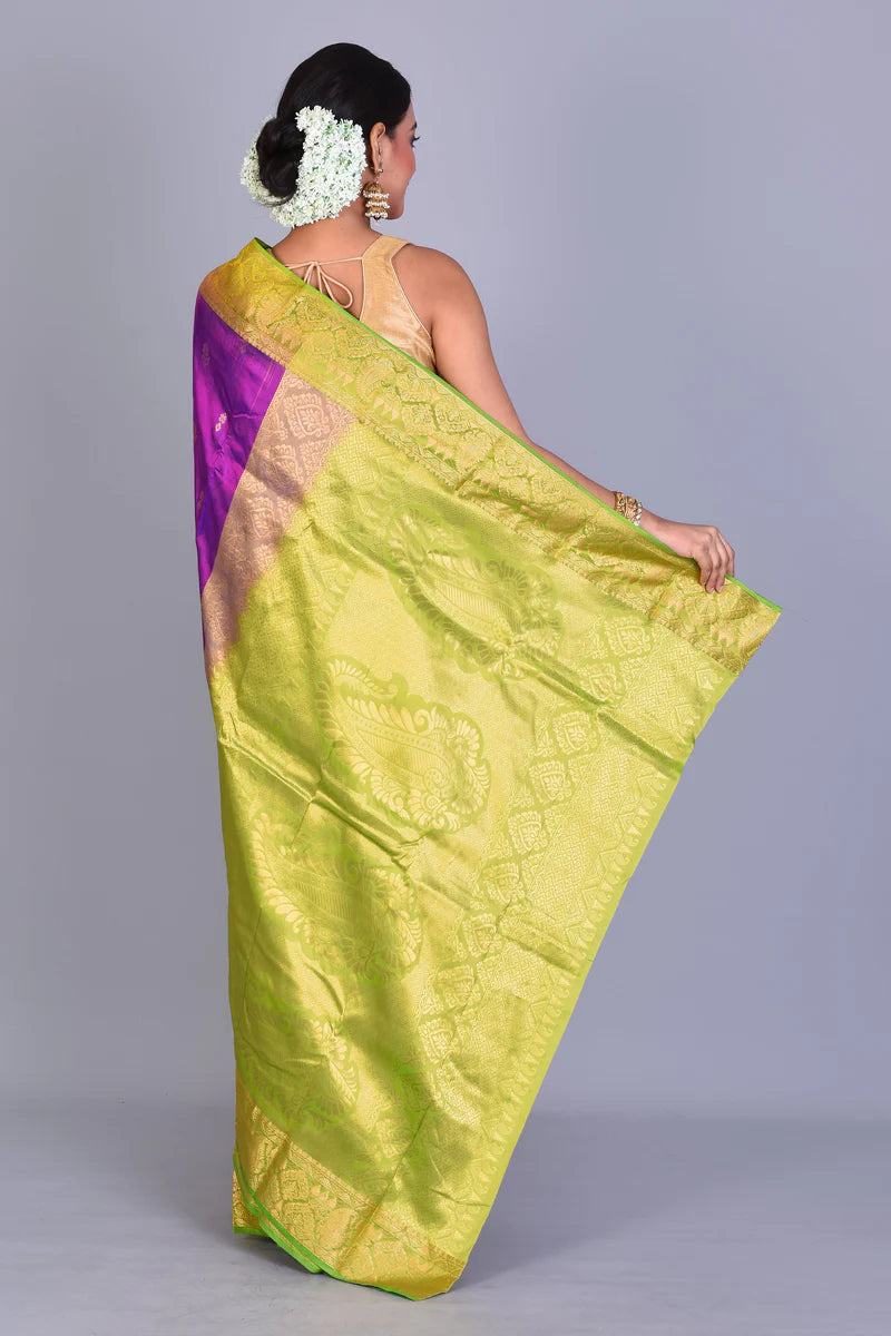 Purple Pure Kanjivaram Saree with Blouse Piece - Keya Seth Exclusive
