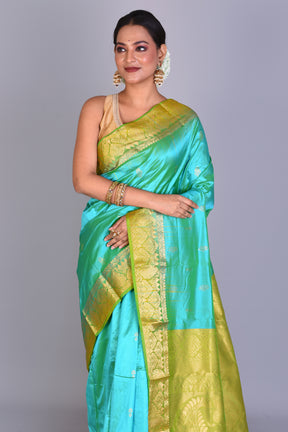 Sea Green Pure Kanjivaram Saree with Blouse Piece - Keya Seth Exclusive