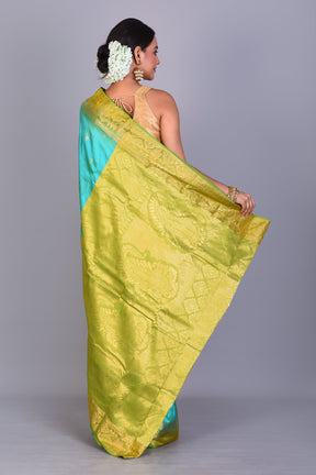 Sea Green Pure Kanjivaram Saree with Blouse Piece - Keya Seth Exclusive