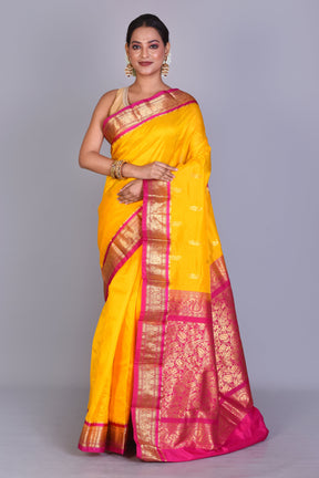 Yellow Blended Kanjivaram Saree with Blouse Piece - Keya Seth Exclusive