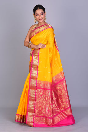 Yellow Blended Kanjivaram Saree with Blouse Piece - Keya Seth Exclusive